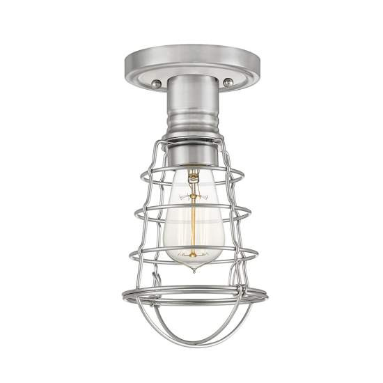Plafoniera Industrial Nordica Mixon Acciaio Nichel Spazzolato 1 Luce E27 QZ-MIXON-SF-BN