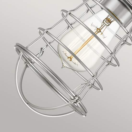 Plafoniera Industrial Nordica Mixon Acciaio Nichel Spazzolato 1 Luce E27 QZ-MIXON-SF-BN