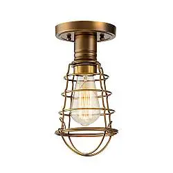 Plafoniera Industrial Nordica Mixon Acciaio Ottone Anticato 1 Luce E27