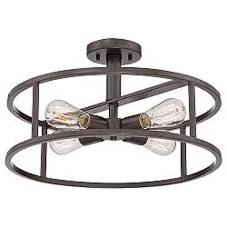 Lampada a Soffitto Industrial Nordico New Harbor Acciaio Bronzo Western 4 Luci E27
