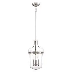 Lampadario Contemporaneo Penn Station Vetro Nichel Spazzolato 3 Luci E14
