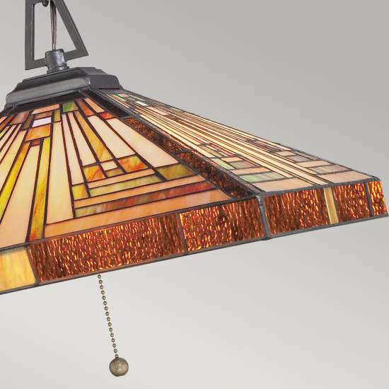 Lampadario Tiffany Stephen Metallo Bronzo Vintage 3 Luci E27 QZ-STEPHEN-3P