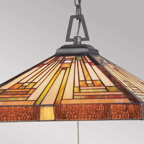 Lampadario Tiffany Stephen Metallo Bronzo Vintage 3 Luci E27 QZ-STEPHEN-3P