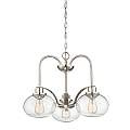 Lampadario Industrial Trilogy Metallo Nichel Spazzolato 3 Luci E27 3 Diffusori QZ-TRILOGY3-BN