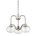 Lampadario Industrial Trilogy Metallo Nichel Spazzolato 3 Luci E27 3 Diffusori QZ-TRILOGY3-BN