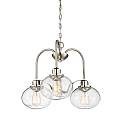 Lampadario Industrial Trilogy Metallo Nichel Spazzolato 3 Luci E27 3 Diffusori QZ-TRILOGY3-BN