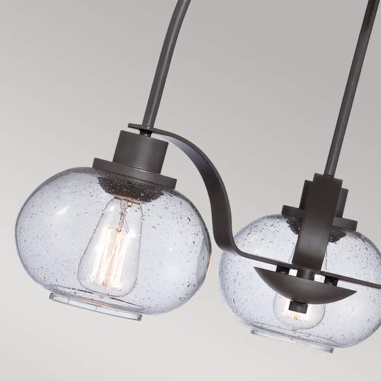 Lampadario Industrial Trilogy Metallo Bronzo Antico 3 Luci E27 3 Diffusori QZ-TRILOGY3