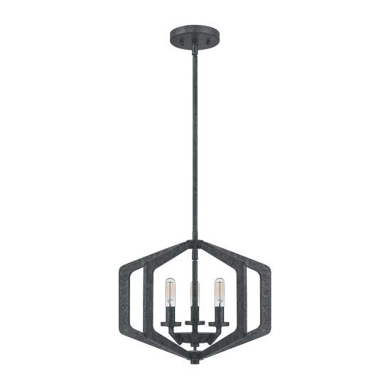 Lampadario Industrial Nordico Vanguard Acciaio Nero Antico 3 Luci E14 QZ-VANGUARD-3P-OK