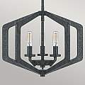 Lampadario Industrial Nordico Vanguard Acciaio Nero Antico 3 Luci E14 QZ-VANGUARD-3P-OK
