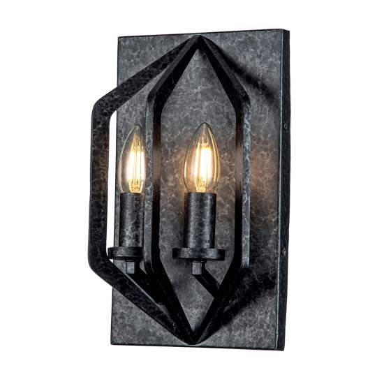 Applique Industrial Nordico Vanguard Acciaio Nero Antico 2 Luci E14 QZ-VANGUARD2-OK