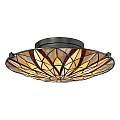 Lampadario Tiffany Victory Vetro Bronzo Valiant 2 Luci E27 QZ-VICTORY-SF