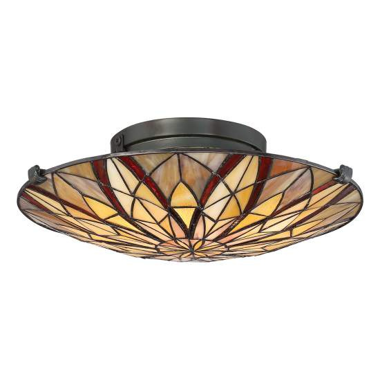Lampadario Tiffany Victory Vetro Bronzo Valiant 2 Luci E27 QZ-VICTORY-SF