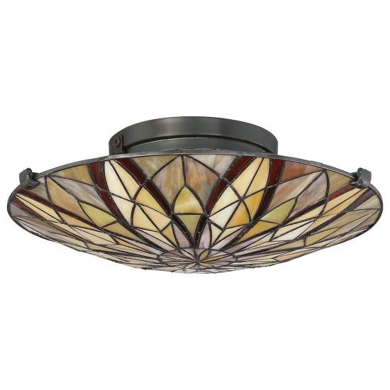 Lampadario Tiffany Victory Vetro Bronzo Valiant 2 Luci E27 QZ-VICTORY-SF