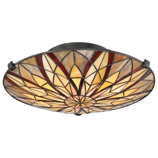 Lampadario Tiffany Victory Vetro Bronzo Valiant 2 Luci E27 QZ-VICTORY-SF