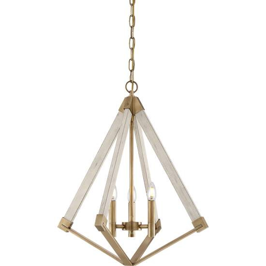 Lampadario Classico View Point Acciaio Ottone Anticato 3 Luci E14 QZ-VIEW-POINT-S