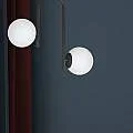 Lampadario 2 Luci Kalf In Acciaio Nero A Bracci E Sfere In Vetro Opalino 1030/2