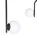 Lampadario 2 Luci Kalf In Acciaio Nero A Bracci E Sfere In Vetro Opalino 1030/2