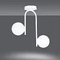 Lampadario 2 Luci Kalf In Acciaio Bianco A Bracci E Sfere In Vetro Opalino 1031/2