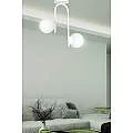 Lampadario 2 Luci Kalf In Acciaio Bianco A Bracci E Sfere In Vetro Opalino 1031/2