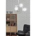 Lampadario 3 Luci Kalf In Acciaio Bianco A Bracci E Sfere In Vetro Opalino 1031/3