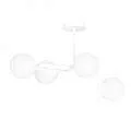 Lampadario 4 Luci Kalf In Acciaio Bianco A Bracci Curvi E Sfere In Vetro Opalino 1031/4A