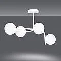 Lampadario 4 Luci Kalf In Acciaio Bianco A Bracci Curvi E Sfere In Vetro Opalino 1031/4A
