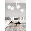 Lampadario 4 Luci Kalf In Acciaio Bianco A Bracci Curvi E Sfere In Vetro Opalino 1031/4A