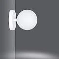 Applique 1 Luce Kalf In Acciaio Bianco A Bracci E Sfera In Vetro Opalino 1031/K1