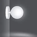 Applique 1 Luce Kalf In Acciaio Bianco A Bracci E Sfera In Vetro Opalino 1031/K1