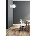 Applique 1 Luce Kalf In Acciaio Bianco A Bracci E Sfera In Vetro Opalino 1031/K1