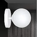 Applique 1 Luce Kalf In Acciaio Bianco A Bracci E Sfera In Vetro Opalino 1031/K1