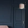 Applique 1 Luce Hilde In Acciaio Nero E Paralume In Tessuto Rosa 1053/K1