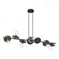 Lampadario 8 Luci Token In Acciaio Nero Con Barra E Diffusori A Piatti 1426/8