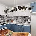Lampadario 8 Luci Token In Acciaio Nero Con Barra E Diffusori A Piatti 1426/8
