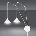 Sospensione Minimal 2 Luci Abramo In Acciao Bianco E Paralume A Cono 159/2