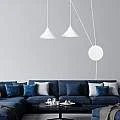 Sospensione Minimal 2 Luci Abramo In Acciao Bianco E Paralume A Cono 159/2