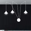 Sospensione Minimal 3 Luci Abramo In Acciao Bianco E Paralume A Cono 159/3