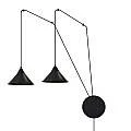 Sospensione Minimal 2 Luci Abramo In Acciao Nero E Paralume A Cono 160/2