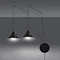 Sospensione Minimal 2 Luci Abramo In Acciao Nero E Paralume A Cono 160/2