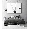 Sospensione Minimal 2 Luci Abramo In Acciao Nero E Paralume A Cono 160/2