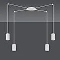 Sospensione A Ragno In Acciaio Bianco 4 Luci Tracker Con Cavo 3 Metri 525/4