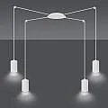 Sospensione A Ragno In Acciaio Bianco 4 Luci Tracker Con Cavo 3 Metri 525/4