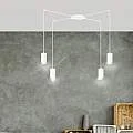 Sospensione A Ragno In Acciaio Bianco 4 Luci Tracker Con Cavo 3 Metri 525/4