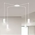 Sospensione A Ragno In Acciaio Bianco 4 Luci Tracker Con Cavo 3 Metri 525/4