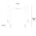 Sospensione A Ragno In Acciaio Bianco 4 Luci Tracker Con Cavo 3 Metri 525/4