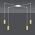 Sospensione A Ragno In Acciaio Bianco E Oro 4 Luci Tracker Con Cavo 3 Metri 527/4