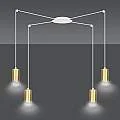 Sospensione A Ragno In Acciaio Bianco E Oro 4 Luci Tracker Con Cavo 3 Metri 527/4
