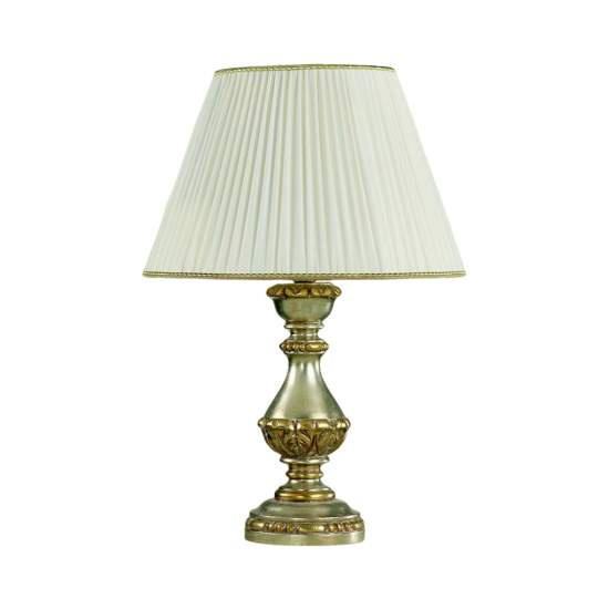 Lume In Legno Classico Argento Mecca Con Paralume 1 Luce Sparviero | LuceArt