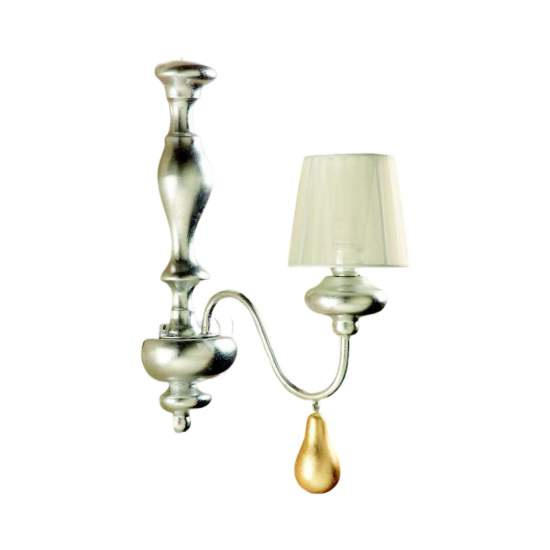 Applique In Legno Classico Argento Mecca Con Paralume 1 Luce Albanella | LuceArt