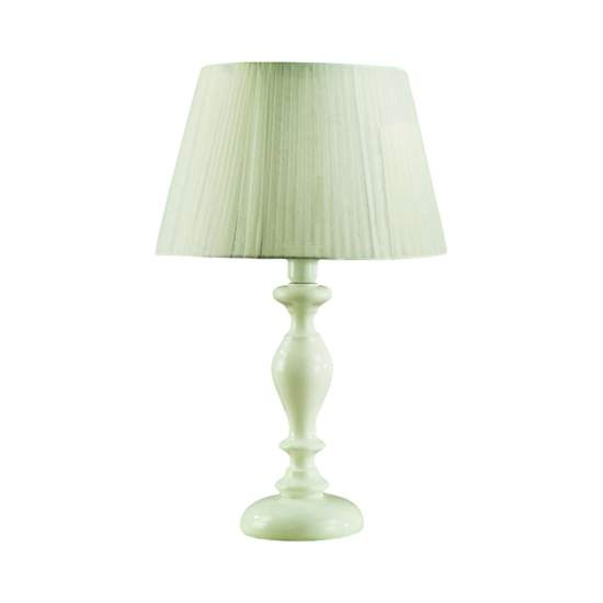 Lume In Legno Classico Bianco Lucido Con Paralume 1 Luce Albanella | LuceArt